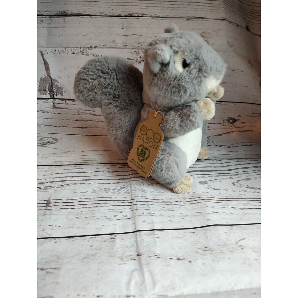 NWT!! Aurora Plush Eco Nation Recycled Plastics Stuffed Animal Gray Squirrel